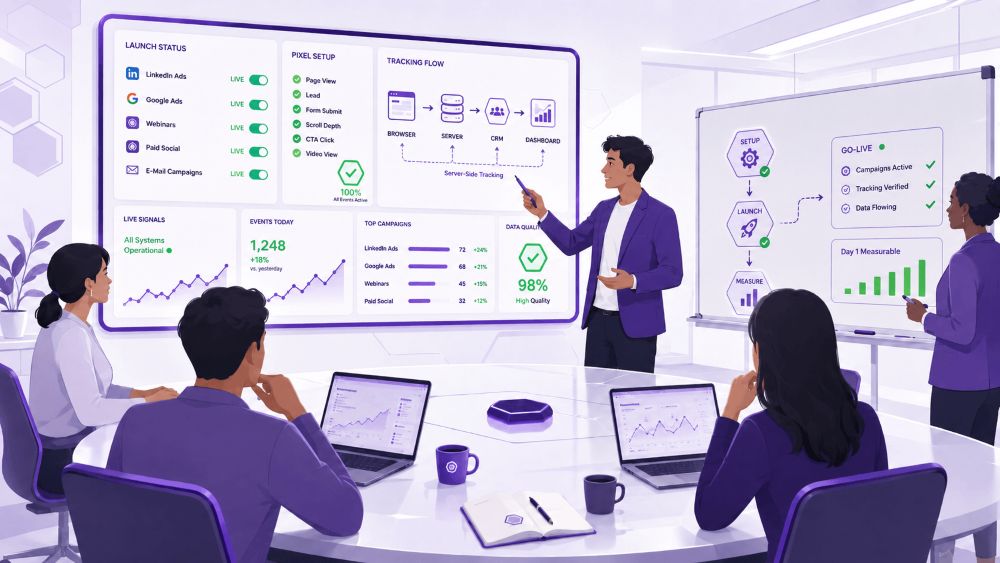 Schritt 03 · Launch und Tracking — Live mit sauberer Daten-Basis