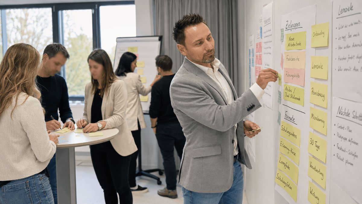 Lern-Konzept-Workshop &mdash; Roman Hymer entwickelt mit Team ein Lernsystem mit Zielgruppen, Lernpfaden und Schulungsformaten