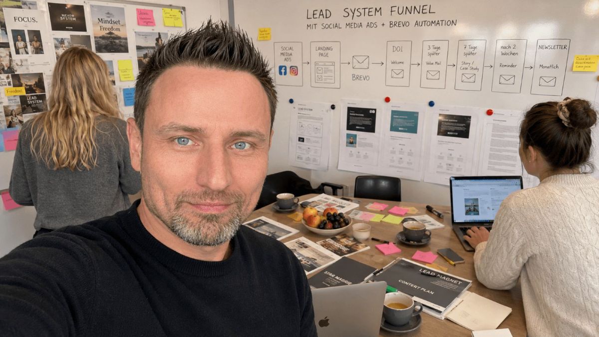 Lead-System-Workshop bei Share2Create &mdash; Whiteboard mit Social Media Ads + Brevo Automation