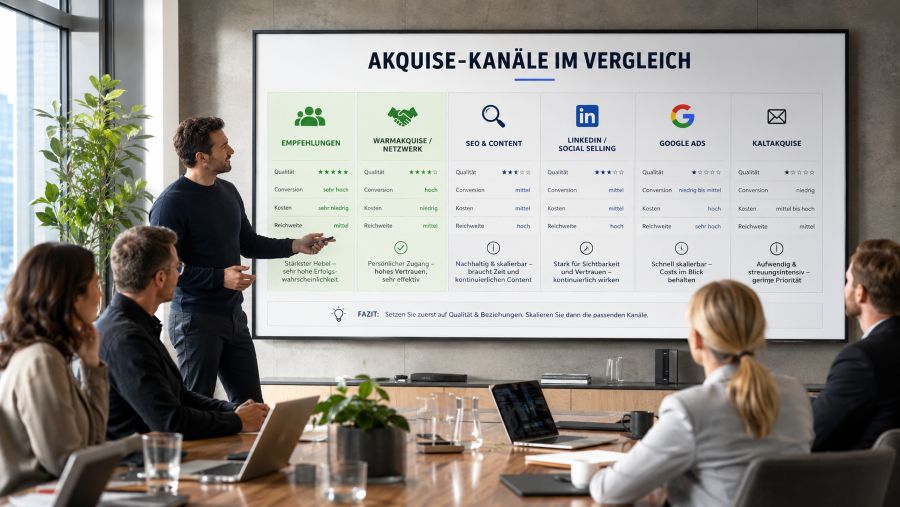 Akquise-Kanäle im Vergleich für B2B-Neukundengewinnung