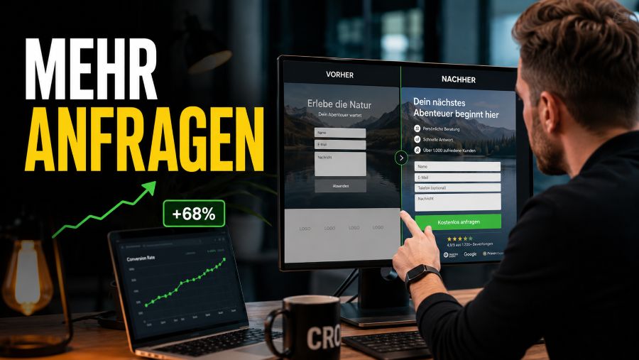 CRO-Hebel auf einer Landingpage mit Fokus auf Nutzen, Formular, Vertrauen und Performance
