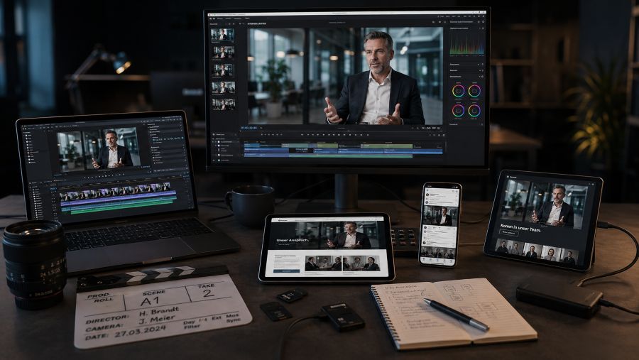 Imagefilm-Verwertung mit Schnittplatz, Website-Version, Social Clips und Recruiting-Video