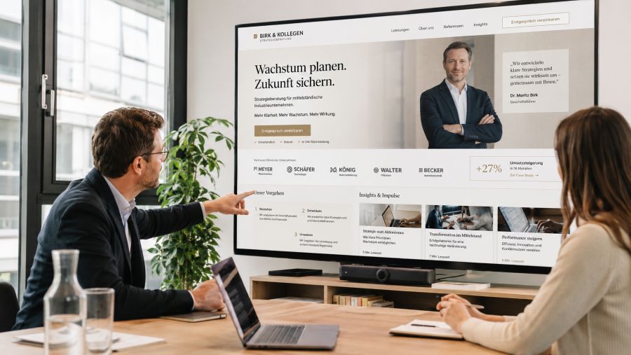 Webseite für Berater mit klarer Positionierung, Vertrauenssignalen und einfacher Anfragestrecke