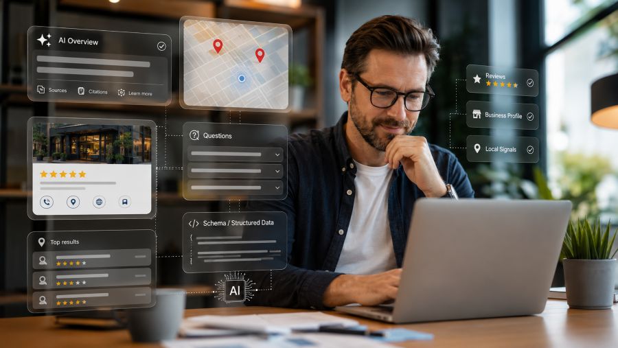 Lokale SEO für AI Search mit strukturierten Daten, Bewertungen, Local Pack, FAQ und Google Business Profile
