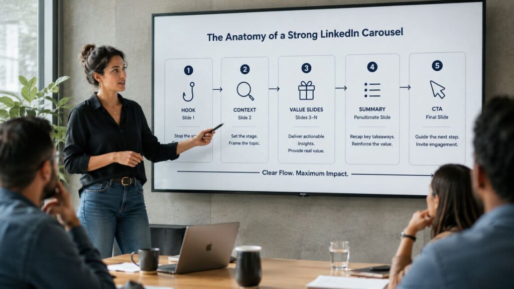 LinkedIn-Karussell erstellen: Aufbau, Hooks & Format